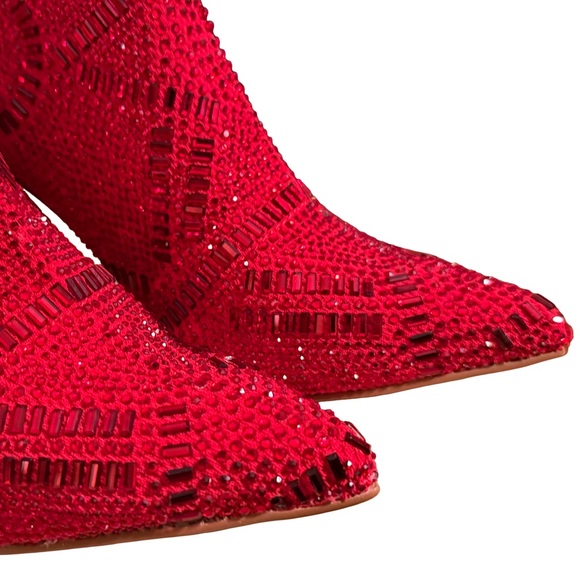 Thalia Sodi NWT Sz 8M Stunning Red Embellished Heeled Ankle Boots (SH117) - Picture 6 of 11